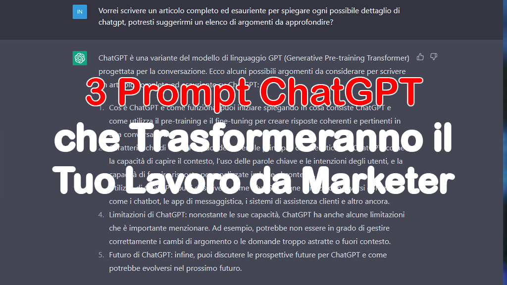 3 Prompt ChatGPT che Trasformeranno il Tuo Lavoro da Marketer